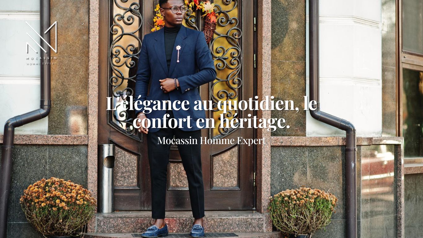 Mocassin homme style noir et bleu