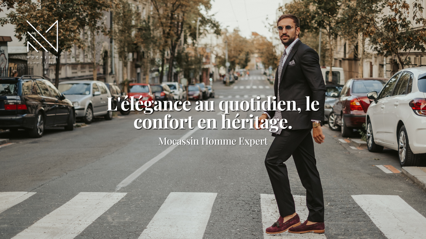 Mocassin homme en daim rouge style luxe