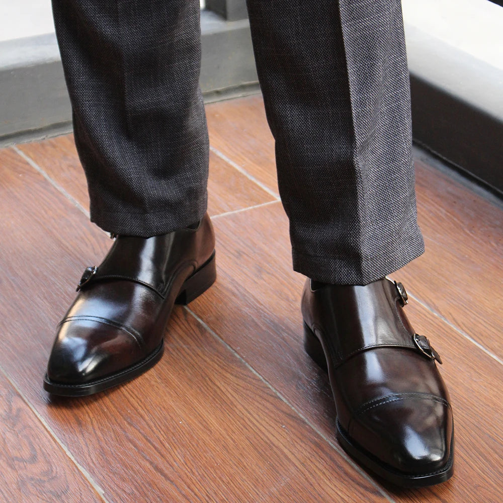 Mocassin en cuir doubles boucles