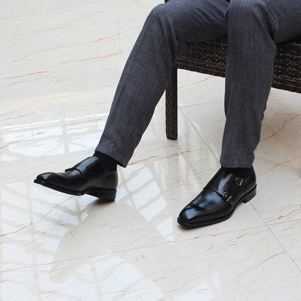 Mocassin en cuir doubles boucles