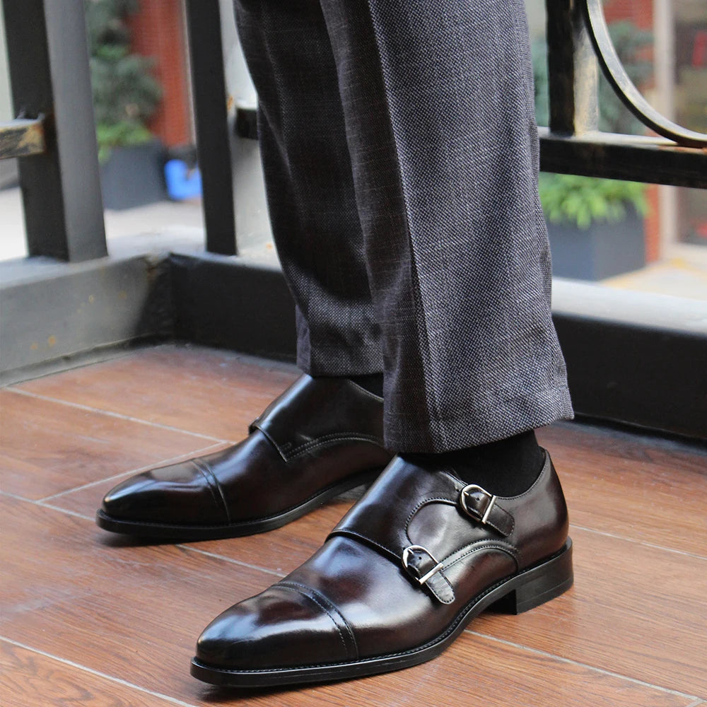 Mocassin en cuir doubles boucles