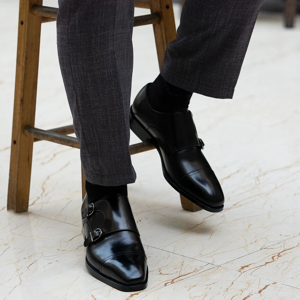 Mocassin en cuir doubles boucles