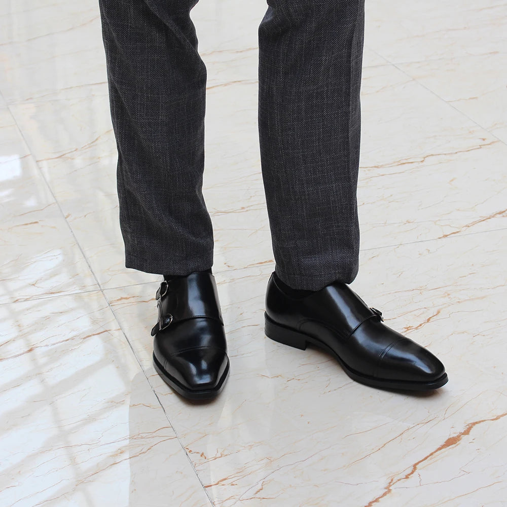 Mocassin en cuir doubles boucles