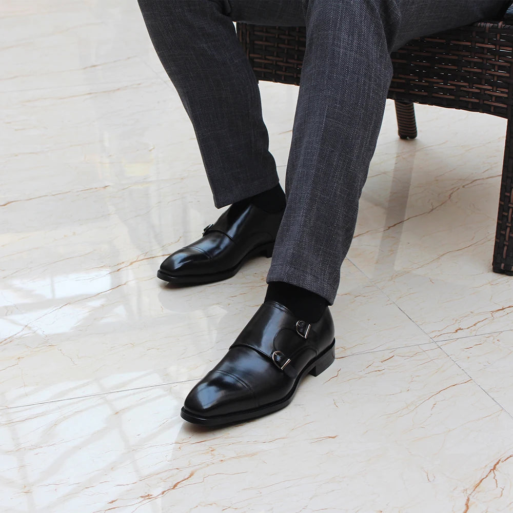 Mocassin en cuir doubles boucles