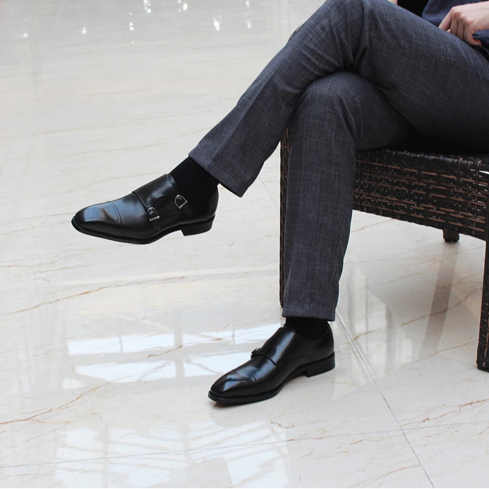 Mocassin en cuir doubles boucles