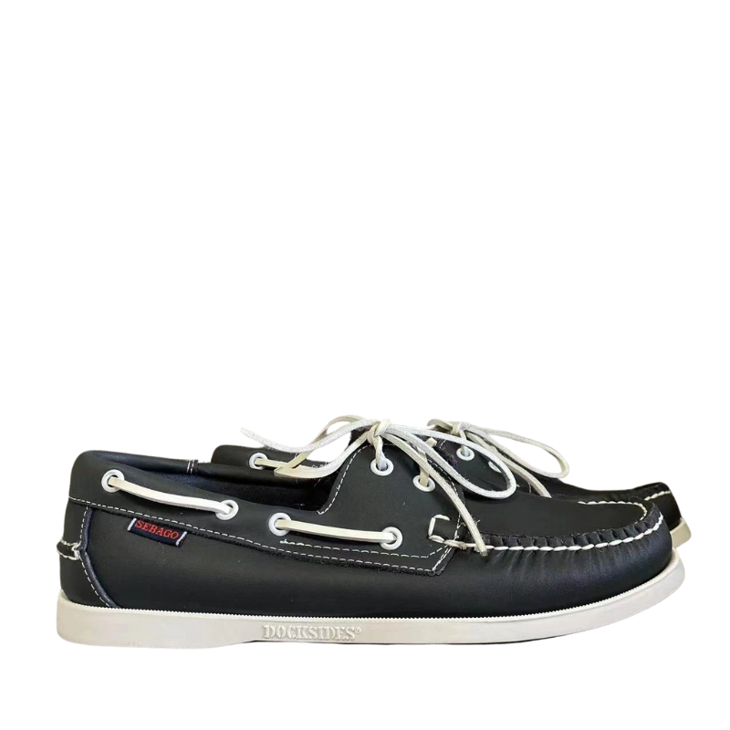 Mocassins bateau noir formels à lacets pour homme