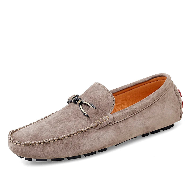 Mocassins en daim beige décontractés pour hommes