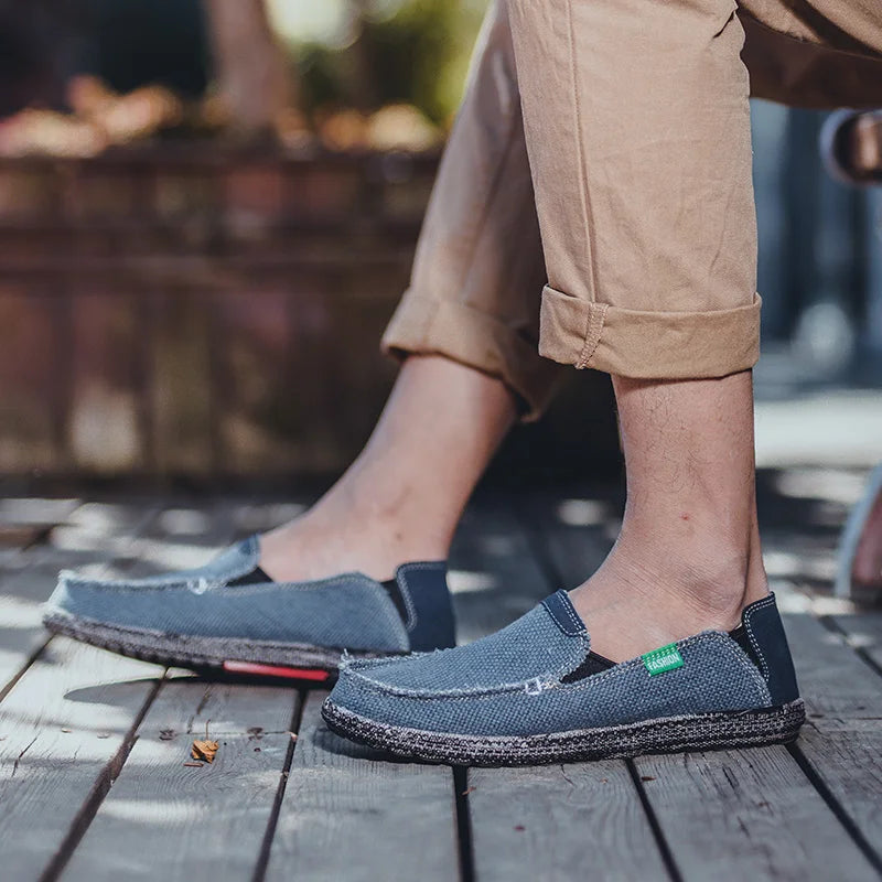 Mocassins décontractés en toile jean pour homme