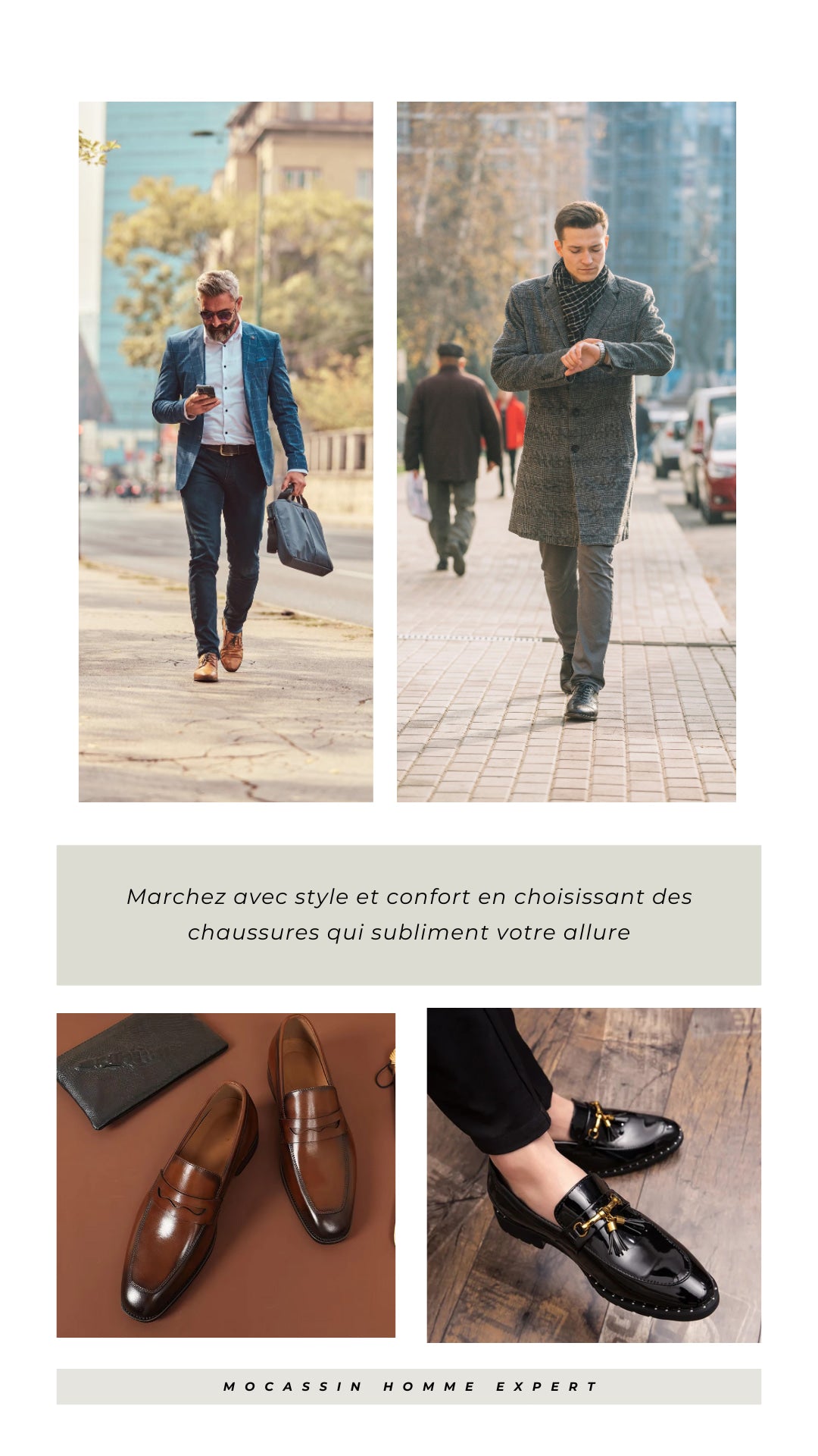 Styles de mocassins pour hommes avec tenues
