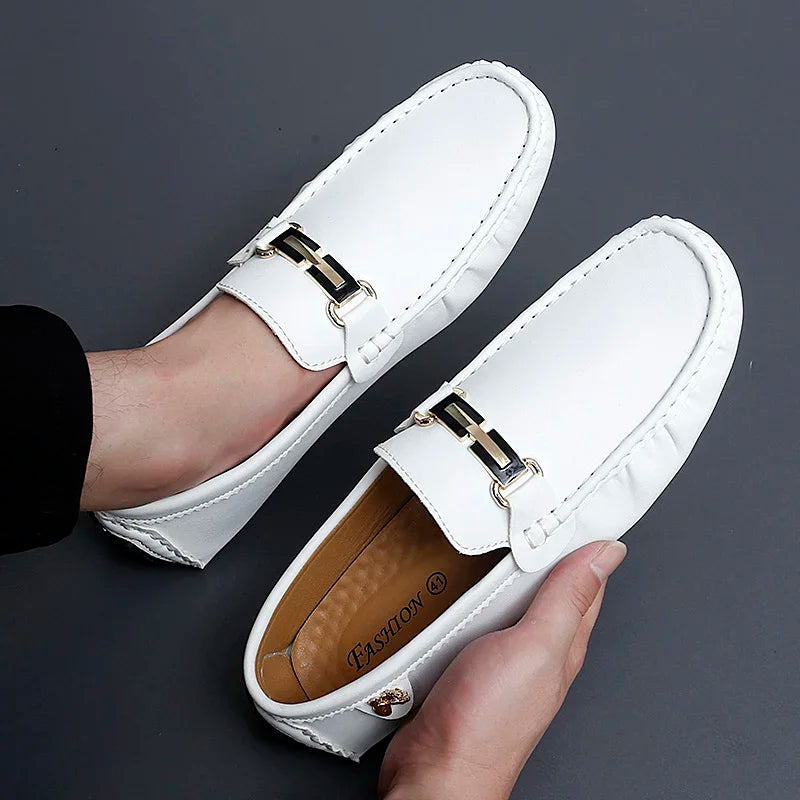 Mocassins effet cuir blanc pour hommes