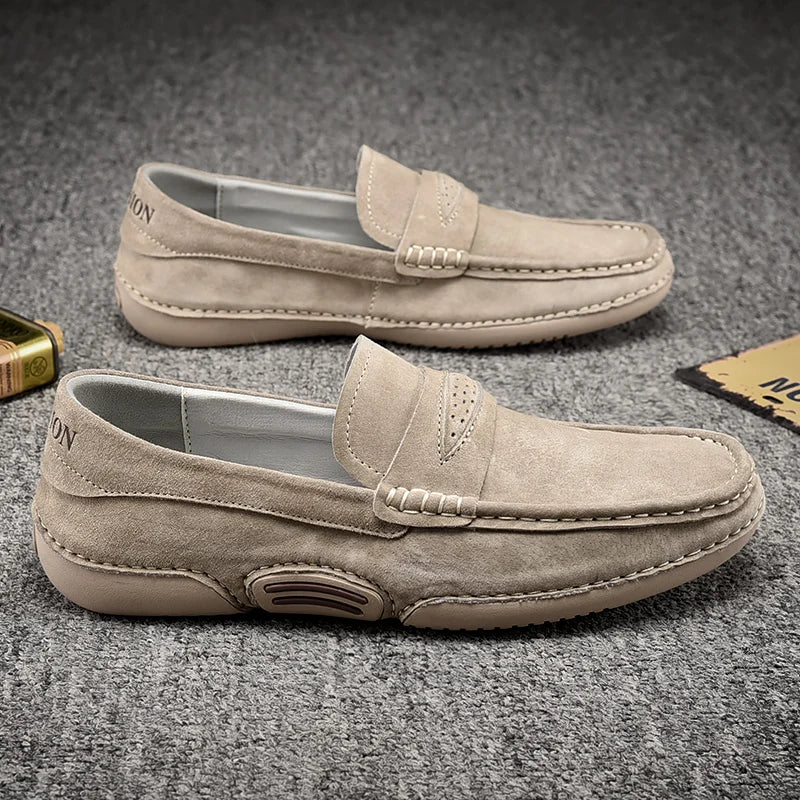 Mocassins en daim décontracté beige pour hommes