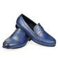 Mocassins bleus en cuir véritable pour homme