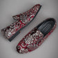 Mocassins effet velours brillant avec broderie fleurie et sequins