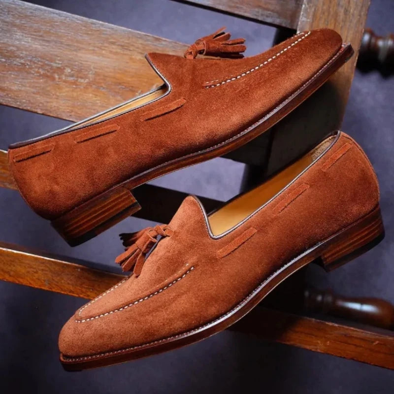 Mocassins en daim respirant à couture pour hommes