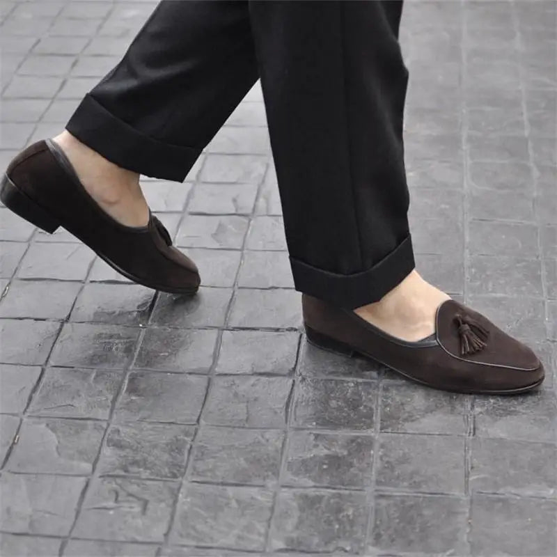 Mocassins à glands en daim véritable pour homme