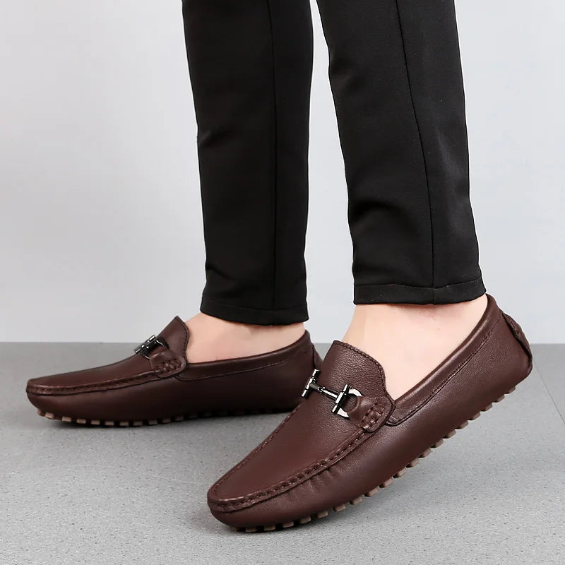 Mocassins italien en cuir véritable pour homme