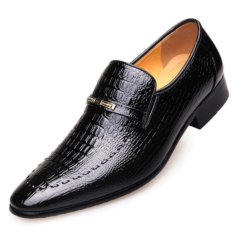 Mocassin homme en cuir effet croco avec petit ornement