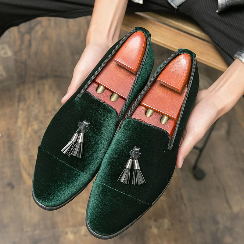 Mocassins de luxe pour soirée dorés vernis et pailletés