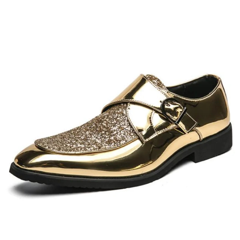 Mocassins vernis de luxe à paillettes pour hommes