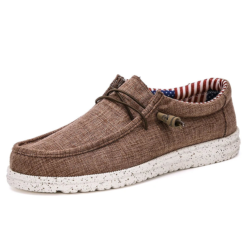 Mocassins légers pour homme beige ou marron en tissu