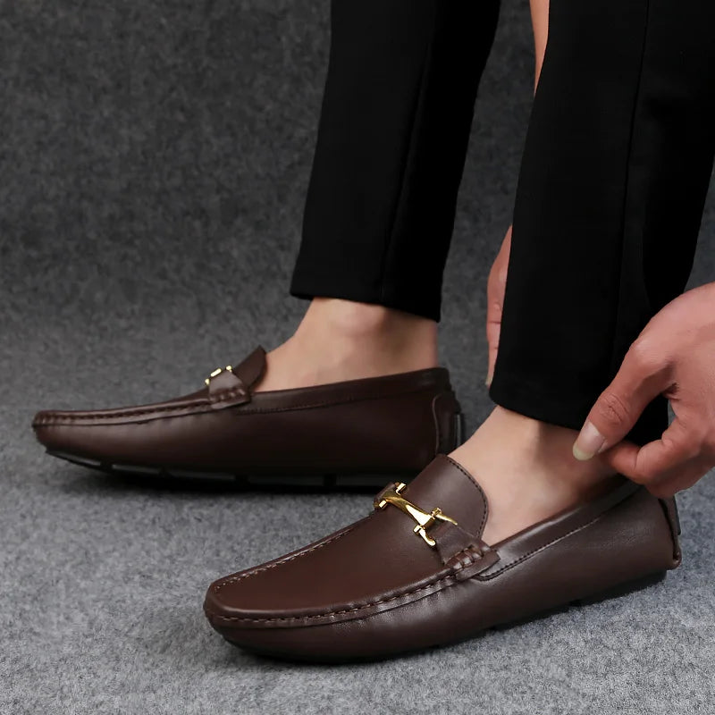 Mocassins italien en cuir véritable pour homme