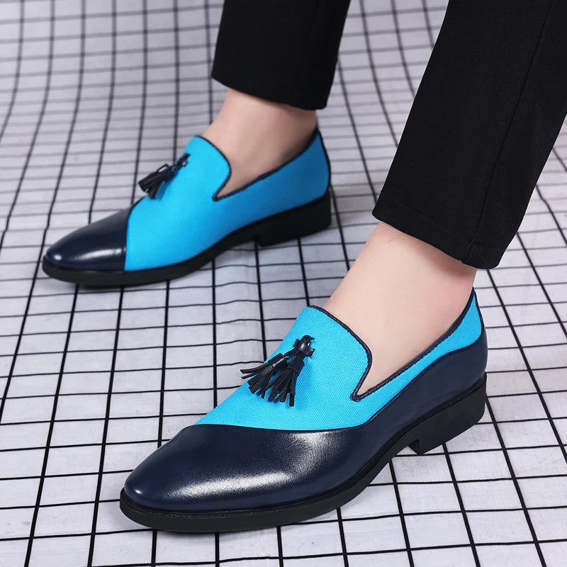 Mocassin chaussure noir et bleu