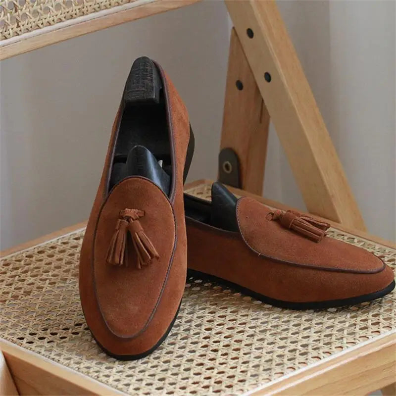 Mocassins à glands en daim véritable pour homme