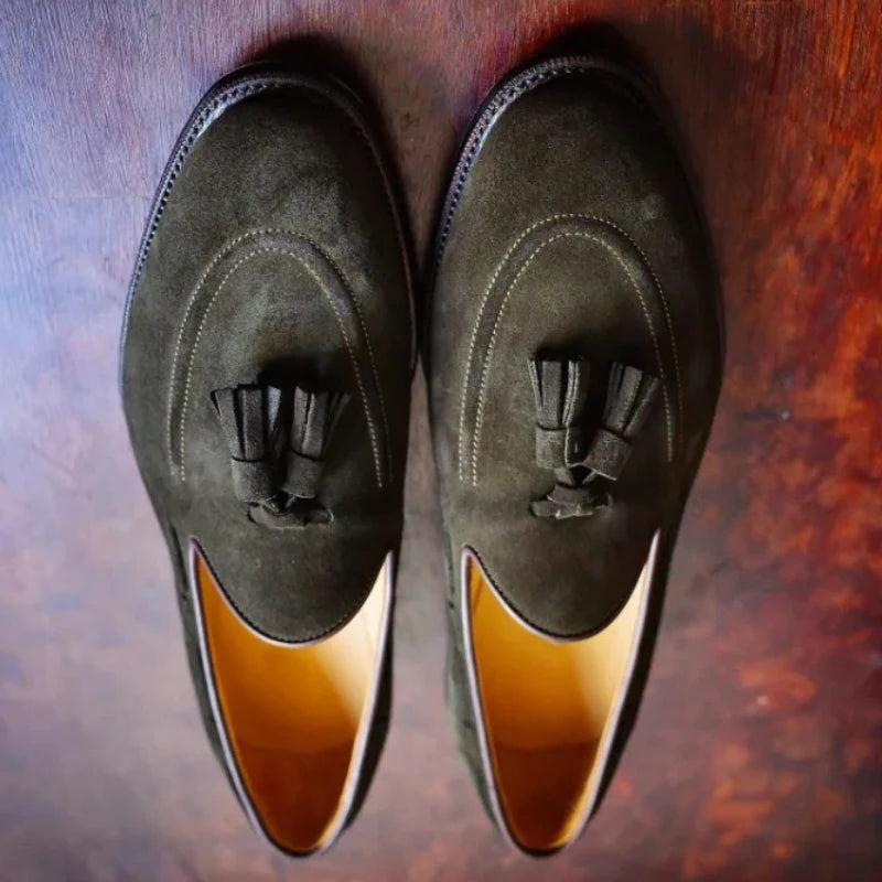 Mocassins en daim respirant à couture pour hommes