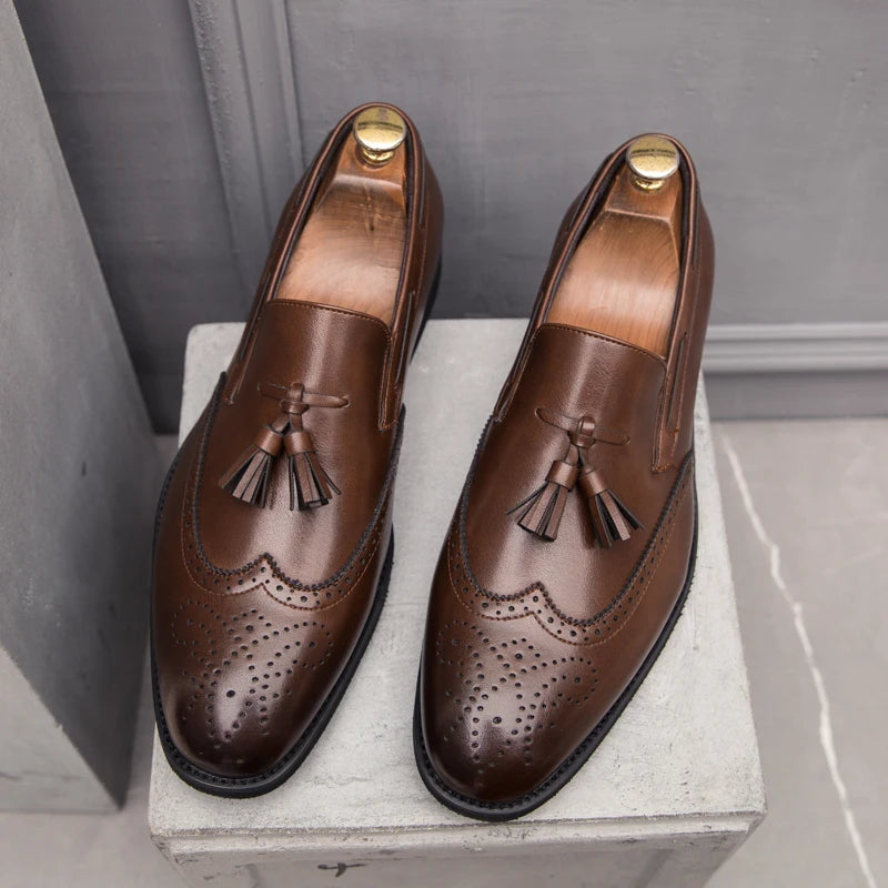 Mocassin marron en cuir pour homme