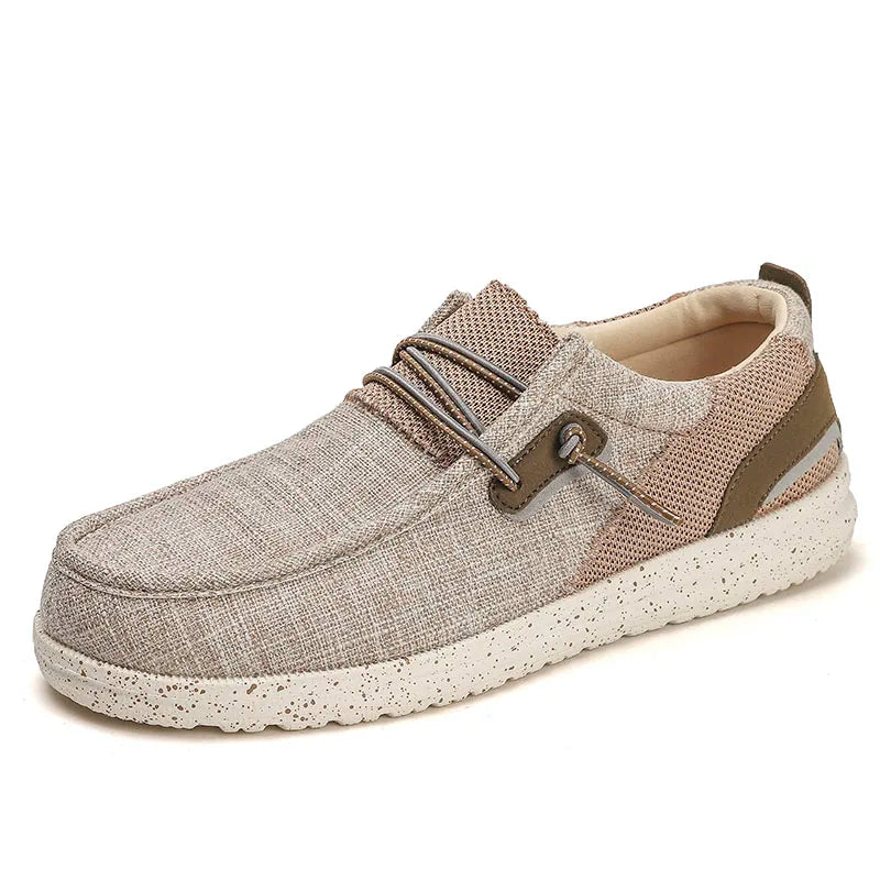 Mocassins légers pour homme beige ou marron en tissu