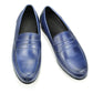 Mocassins bleus en cuir véritable pour homme