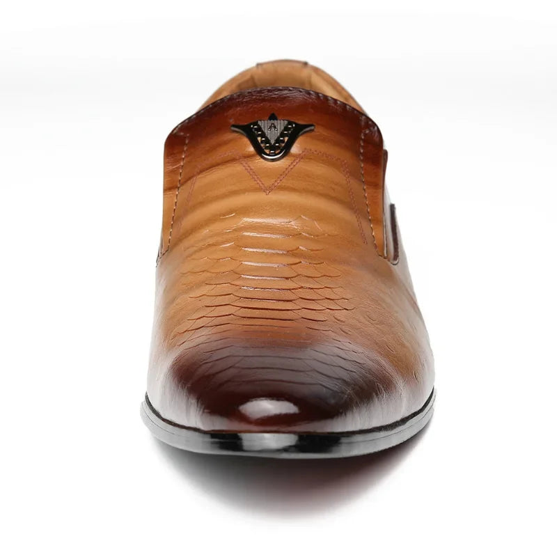 Mocassins pour hommes effet cuir vernis peau de serpent